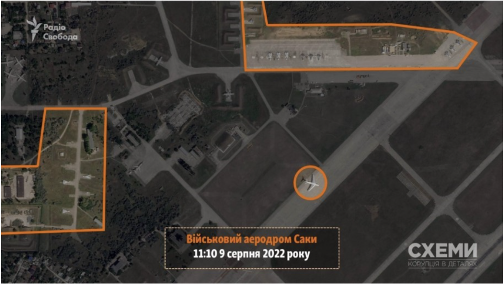 Satellite imagery shows there were more than ten aircraft parked at Saki airbase a few hours before the explosion. (Source: Radio Liberty/archive)